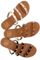 Women's Three strap Studded Sandal | Zarnesh