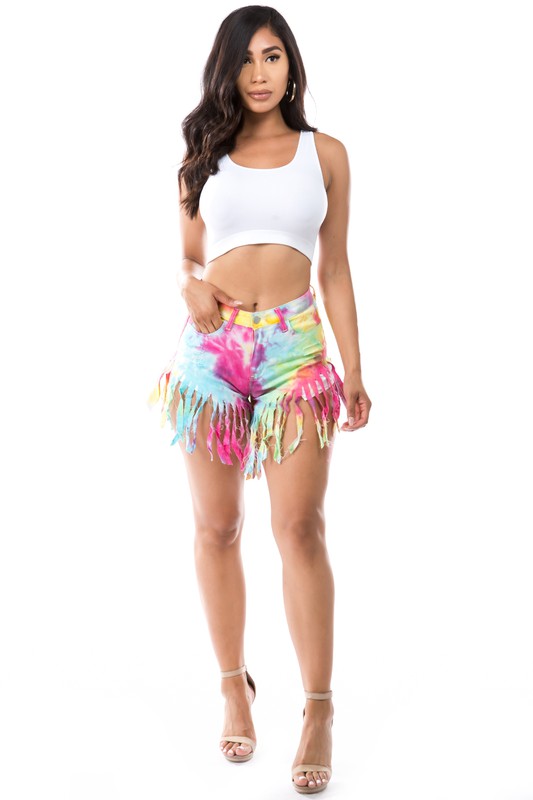  Summer Women Tie Dye Denim Shorts New Fashion High-Waist Jean | Zarnesh