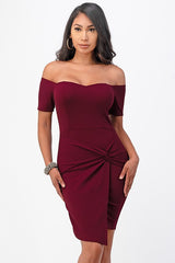 Women Off Shoulder Front Twist Bodycon Dress | Zarnesh