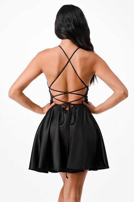 Women Crisscross Back Spaghetti Strap Prom Dress | Zarnesh