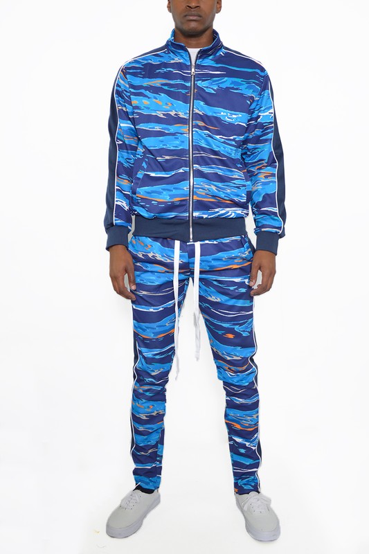  Mens Print Full Zip Track Suit Set | Zarnesh