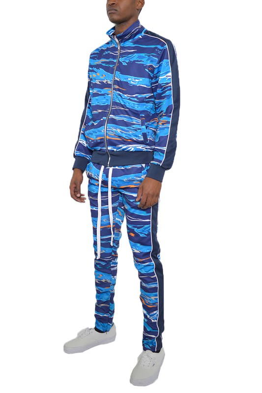  Mens Print Full Zip Track Suit Set | Zarnesh