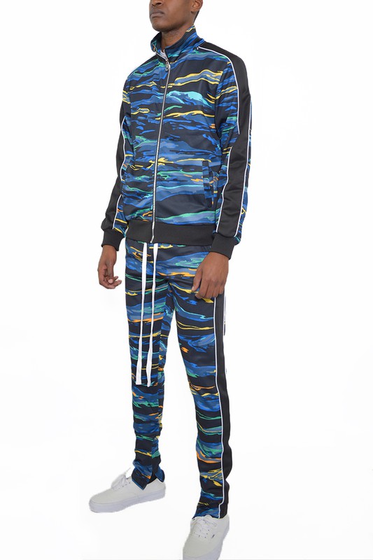  Mens Print Full Zip Track Suit Set | Zarnesh