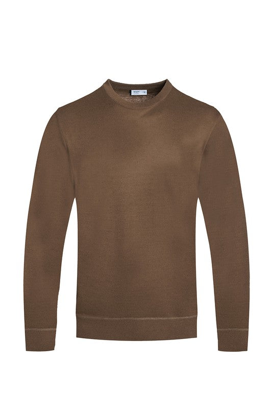 MEN'S SOLID COLOR ROUND NECK SWEATER | Zarnesh