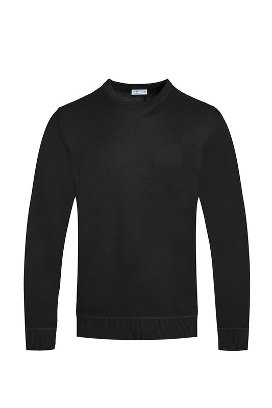 MEN'S SOLID COLOR ROUND NECK SWEATER | Zarnesh