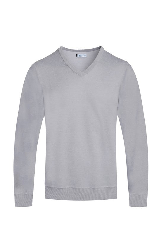  Men's Solid V-Neck Sweater | Zarnesh
