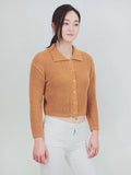 Women Button Down Vintage Crop Sweater Cardigan Collar Neck Zarnesh