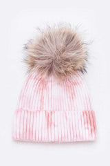 Women Raccoon Fur Pom Tie Dyed Cotton Blend Beanie | Zarnesh