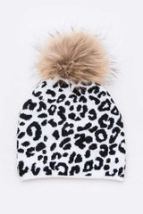 Women Mix Print Raccoon Fur Pom Iconic Beanie | Zarnesh