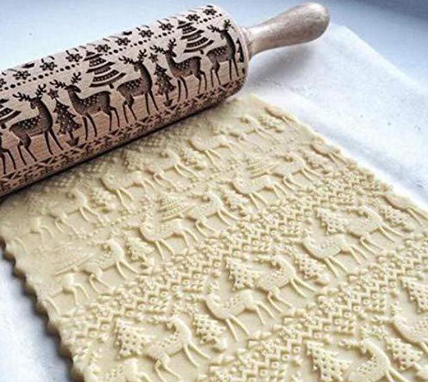 Rolling Pin Christmas Embossing for Holiday Baking Festive Delights | Zarnesh