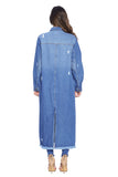 Women Denim Distressed Washed Relaxed Fit Longline Jackets Zarnesh