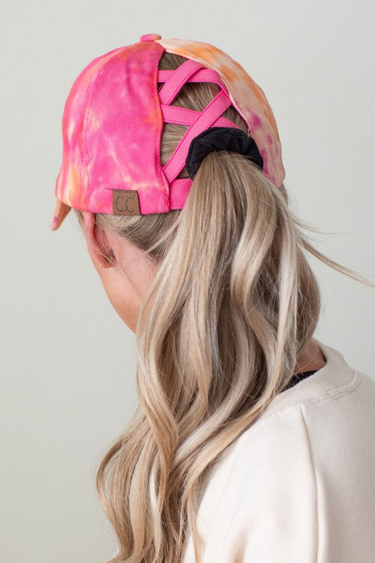 Women's CC Tie-Dye Pony Cap  Criss-Cross Elastic | Zarnesh