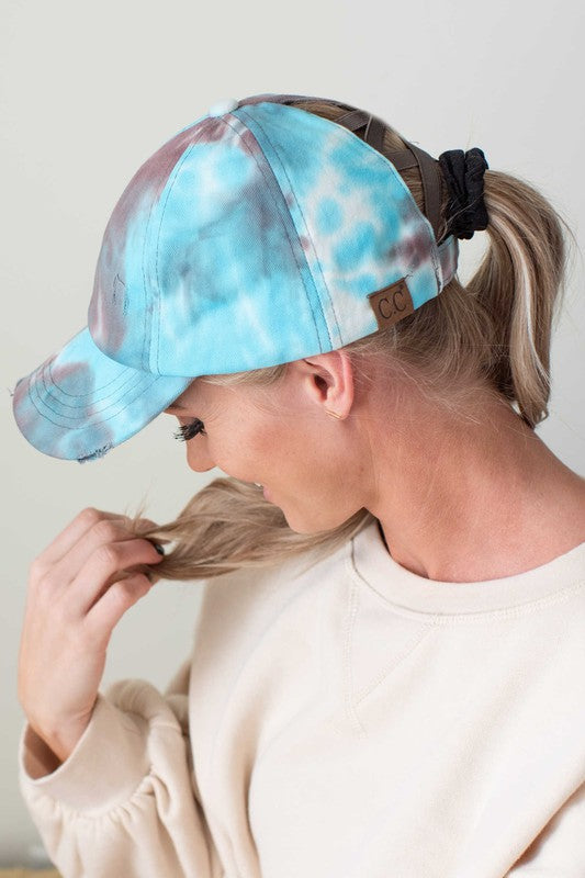 Women's CC Tie-Dye Pony Cap  Criss-Cross Elastic | Zarnesh