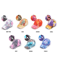 Women's CC Tie-Dye Pony Cap  Criss-Cross Elastic | Zarnesh