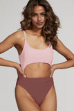 Women Cut Out Cheeky One Piece Removable Cups Straps Swimsuit Zarnesh