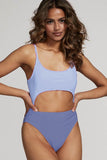 Women Cut Out Cheeky One Piece Removable Cups Straps Swimsuit Zarnesh