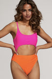 Women Cut Out Cheeky One Piece Removable Cups Straps Swimsuit Zarnesh