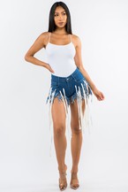  Summer Women Multi Strip Hot Denim Shorts New Fashion High-Waist Jean | Zarnesh