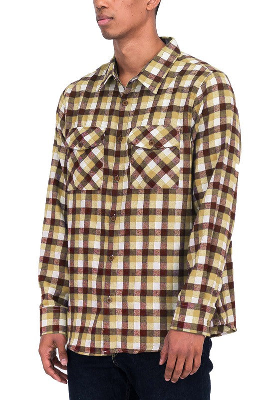 Men’s Full Plaid Checkered Flannel Long Sleeve Shacket | Zarnesh