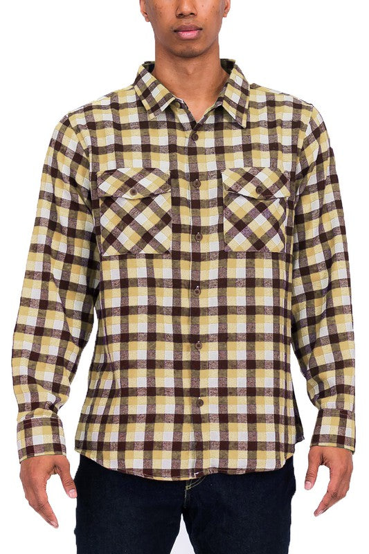 Men’s Full Plaid Checkered Flannel Long Sleeve Shacket | Zarnesh