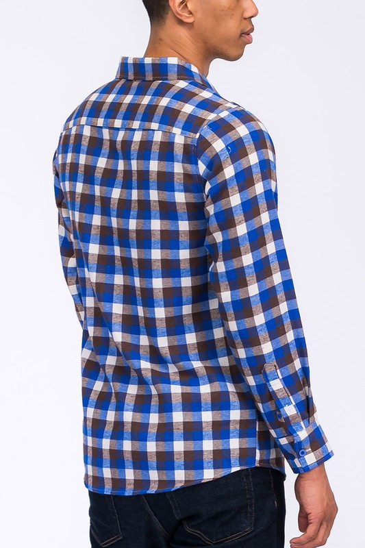 Men’s Full Plaid Checkered Flannel Long Sleeve Shacket | Zarnesh