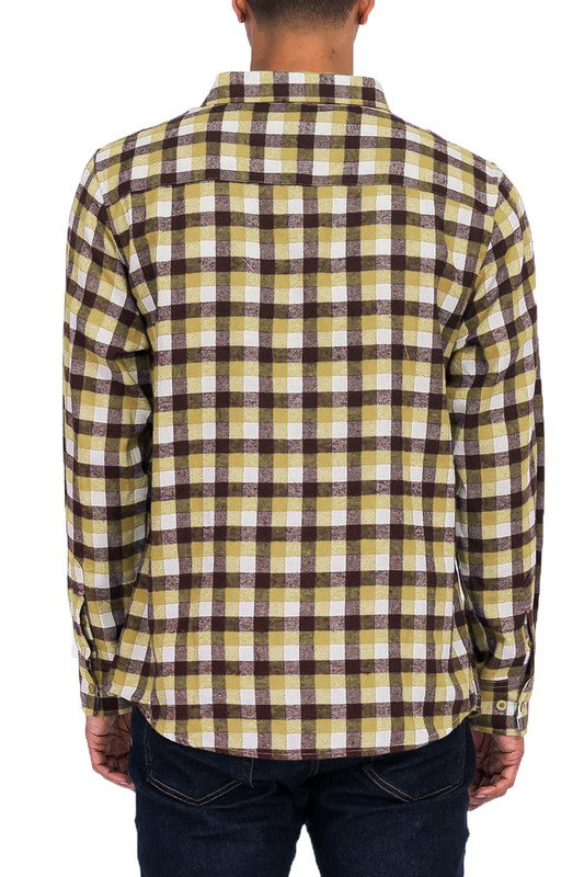 Men’s Full Plaid Checkered Flannel Long Sleeve Shacket | Zarnesh