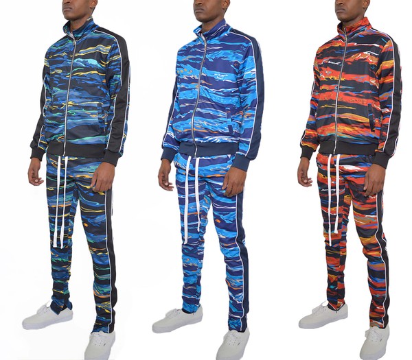  Mens Print Full Zip Track Suit Set | Zarnesh