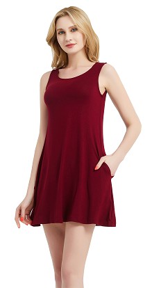 Women Sleeveless T Shirt Tank Casual Short Dress with Pockets Zarnesh