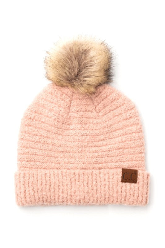 Women CC Ultra Soft Fur Pom Beanie | Zarnesh