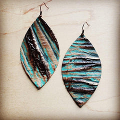 Leather Oval Earring - Turquoise Chateau Collection | Zarnesh