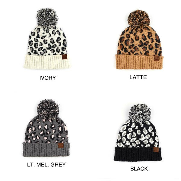 Women CC Leopard Pom Beanie | Zarnesh