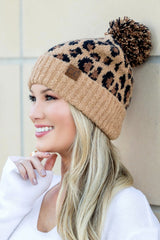 Women CC Leopard Pom Beanie | Zarnesh