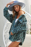 Women Vintage Washed Leopard Corduroy Buttoned Jacket | Zarnesh