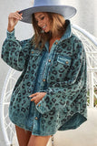 Women Vintage Washed Leopard Corduroy Buttoned Jacket | Zarnesh