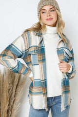 Women Yarn Dyed Plaid Shirt Jacket Shacket | Zarnesh