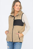 Women Plus Sherpa Fleece Chest Zipper Cutout Vest Jacket Zarnesh