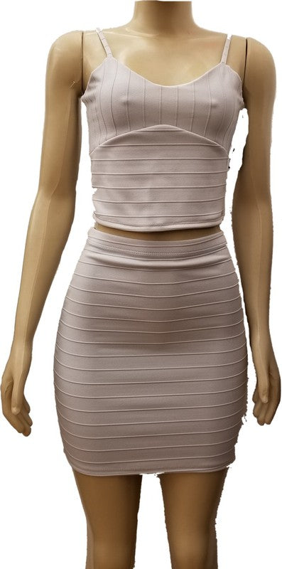 WOMEN'S JUNIOR'S BANDAGE CROP TOP AND SKIRT SET | ZARNESH