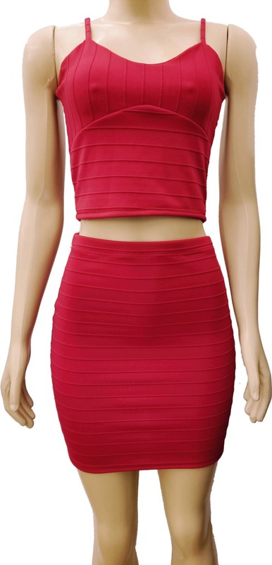 WOMEN'S JUNIOR'S BANDAGE CROP TOP AND SKIRT SET | ZARNESH