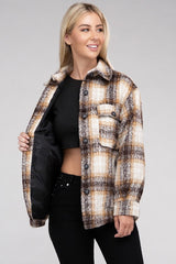 Women Blend of Shirt-Style Jacket Plaid Flannel Shacket | Zarnesh