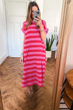 Casual Stripe Short Sleeve T Shirt Maxi Dress | Zarnesh