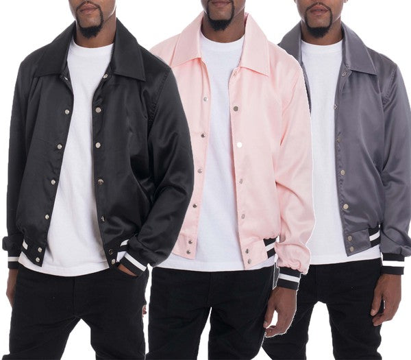 Men's Luxury Side Pockets Front Zip Satin Bomber Jacket | Zarnesh