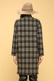 Women Plus Oversized Knee Length Buttons Pockets Plaid Coat Zarnesh