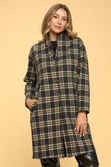 Women Plus Plaid Coat with Buttons and Pockets | Zarnesh