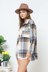 Women Yarn Dyed Plaid Shirt Jacket Shacket | Zarnesh