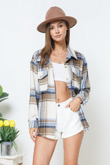 Women Yarn Dyed Plaid Shirt Jacket Shacket | Zarnesh