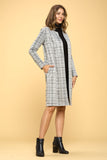 Women Plus Plaid Abstract Stripe Knee Length Collar Open Coat Zarnesh