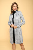 Women Plus Plaid Abstract Stripe Knee Length Collar Open Coat Zarnesh