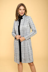 Women Plus Plaid Open Coat with Collar | Zarnesh