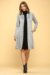 Women Plus Plaid Open Coat with Collar | Zarnesh