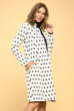 Women Plus Knit Jacquard Open Regular Fit Knee Length Coat Zarnesh